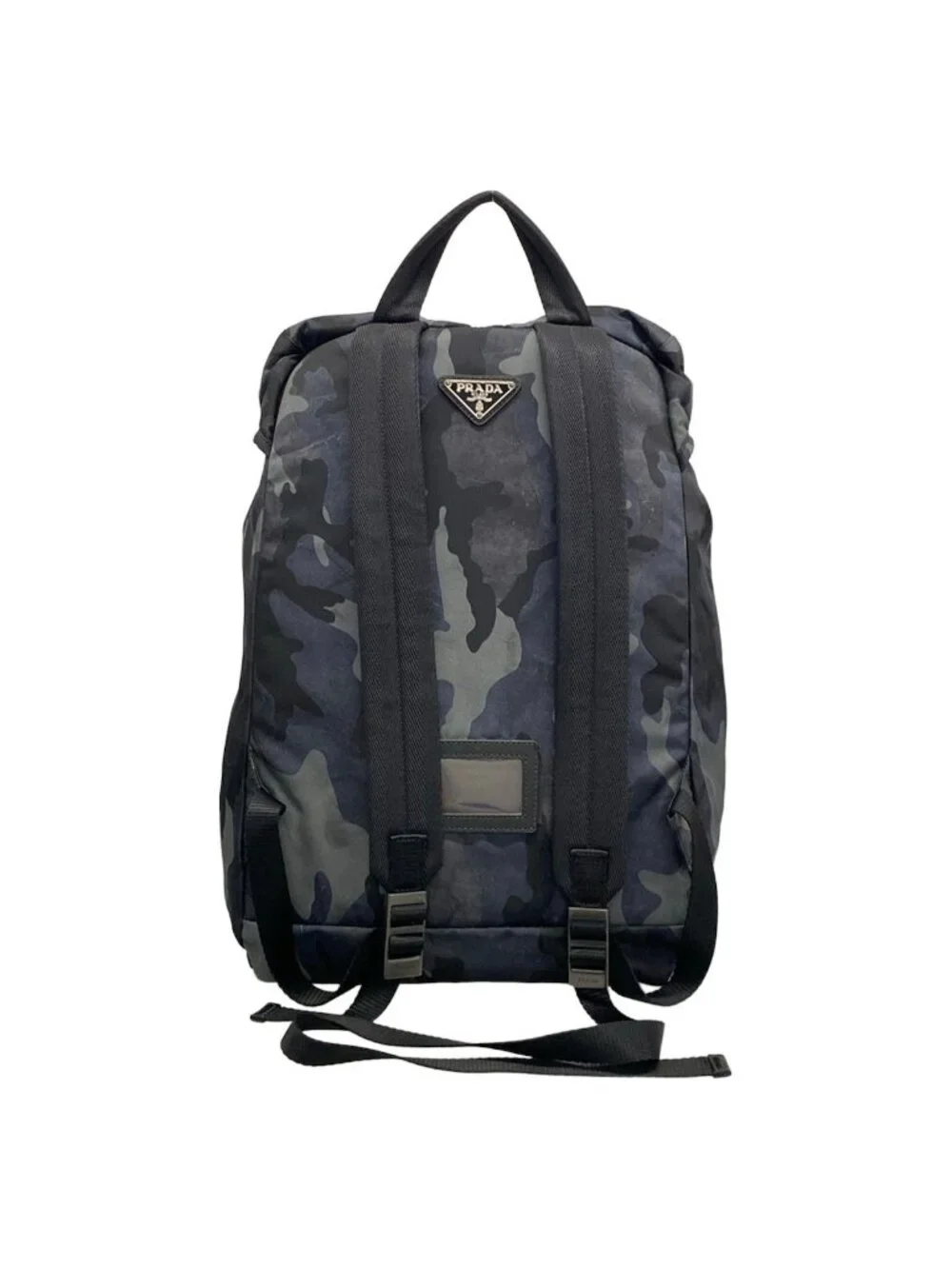 Prada Backpack Dark Navy Gray Multi Leather Tag Camouflage Pattern